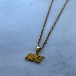 Gold NIKE Necklace - 20" Thin Chain - Gold Plated Stainless Steel - Easter